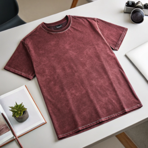 Unisex T-shirt – Plain Maroon Acid Wash Design