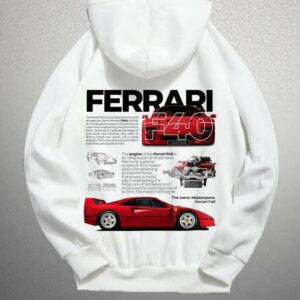 FERRARI F40 WHITE HOODDIE FOR MEN’S