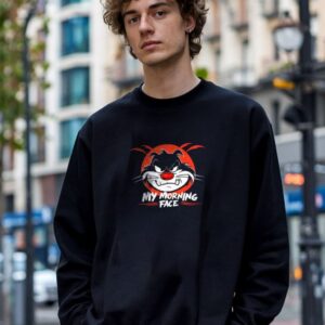 MY MORNING FACE FULL SLEEVE BLACK MEN’S T-SHIRT